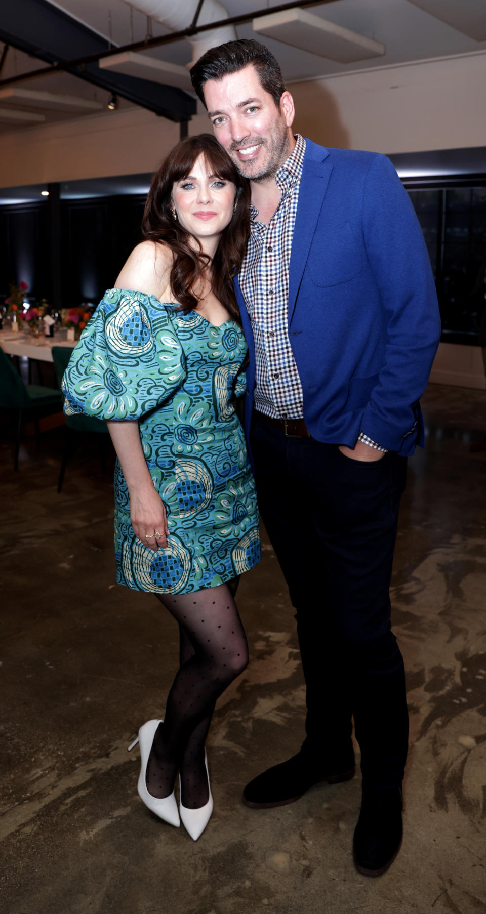 Zooey Deschanel and Jonathan Scott at the premiere of 