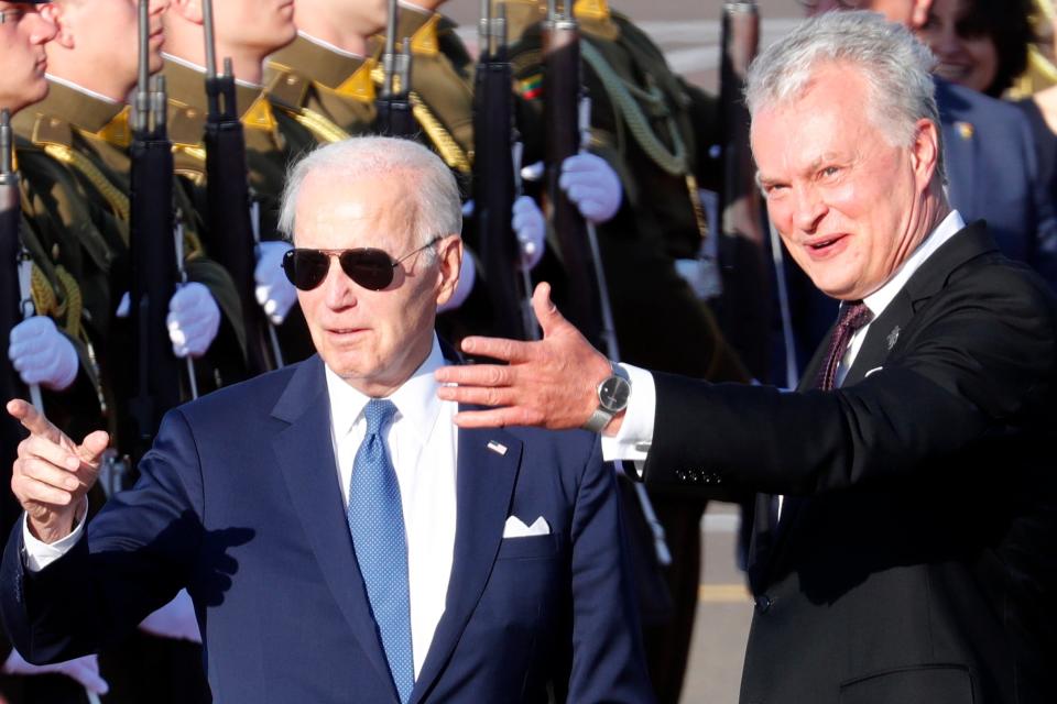 US President Joe Biden arrives to Vilnius on the eve of a NATO summit (EPA)