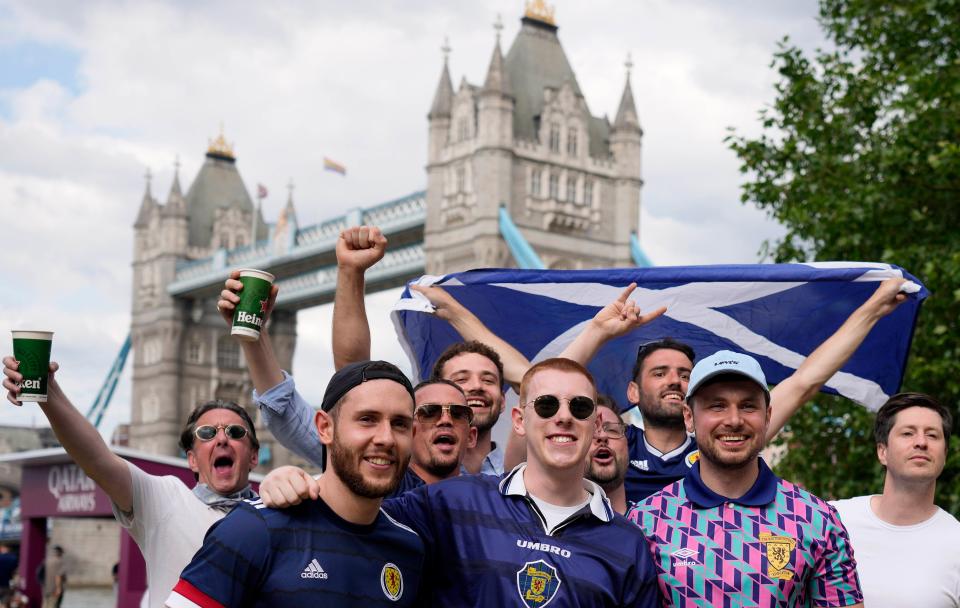 Scottish football fans after watching Monday’s Euro 2020 defeat against the Czech Republic  (AP)