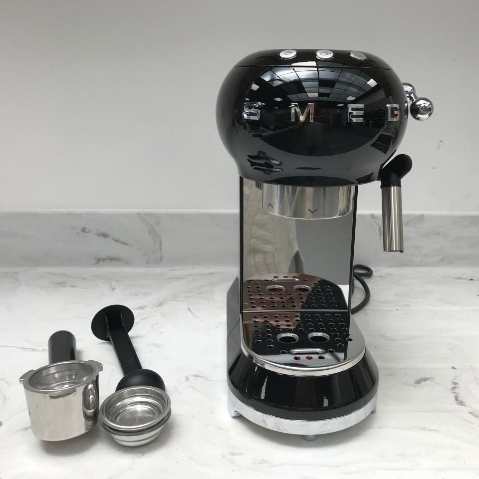 smeg espresso machine on countertop