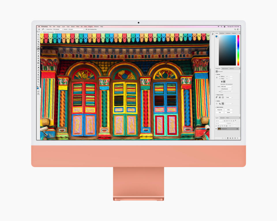 <p>The new Apple iMac powered by the M1 chip and in a rainbow of color options.</p>
