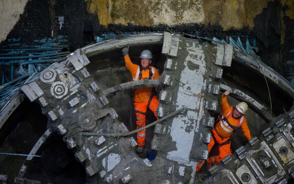 HS2 tunnellers celebrating breaking ground