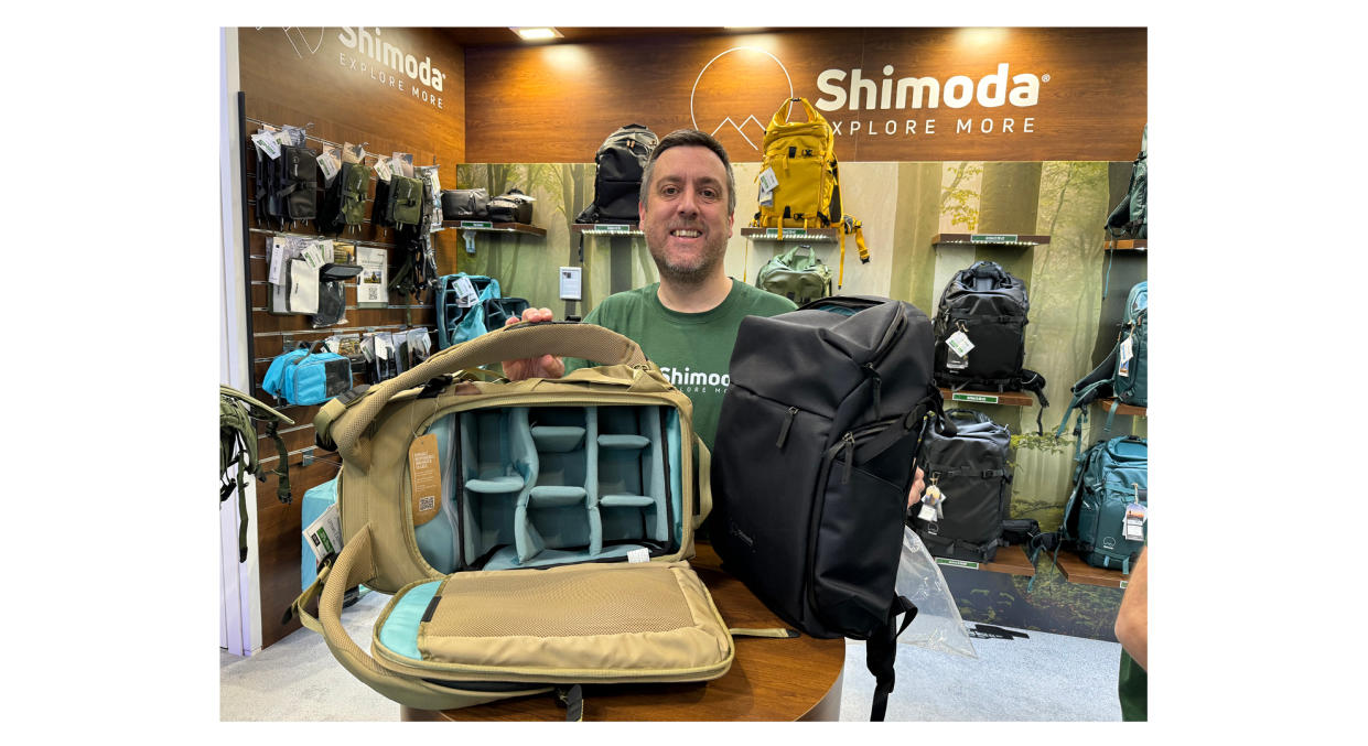  Photo of Shimoda Europe's Danny Dullforce with an Urban Explore camera bag. 