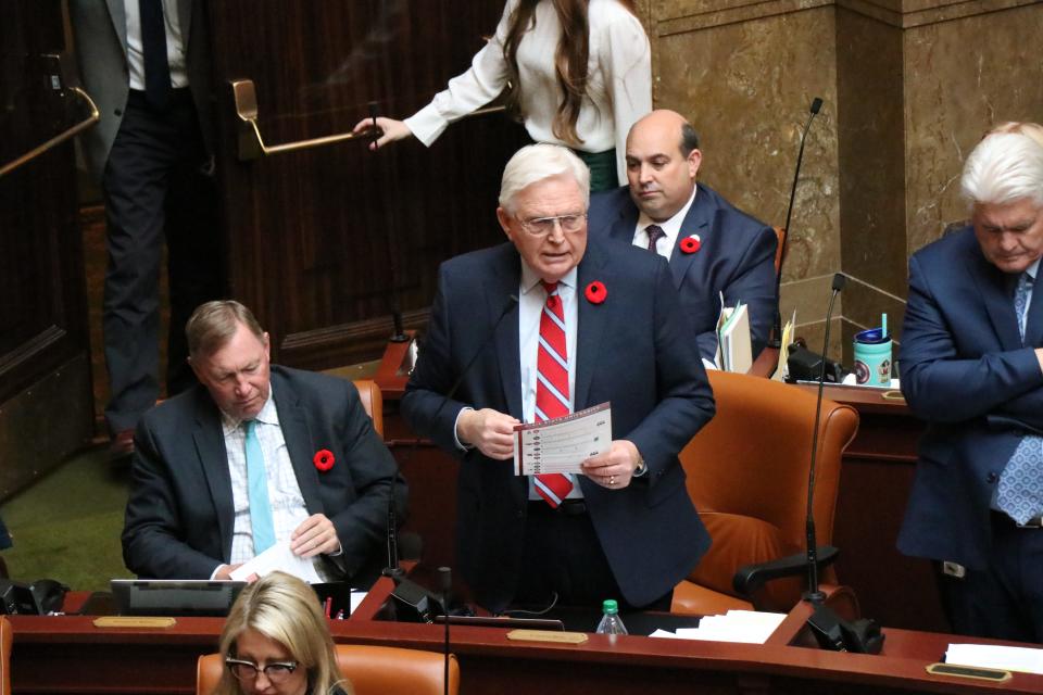 Rep. Lowry Snow, R-St. George, speaks during a special session of the Utah Legislature on Nov. 10, 2021.