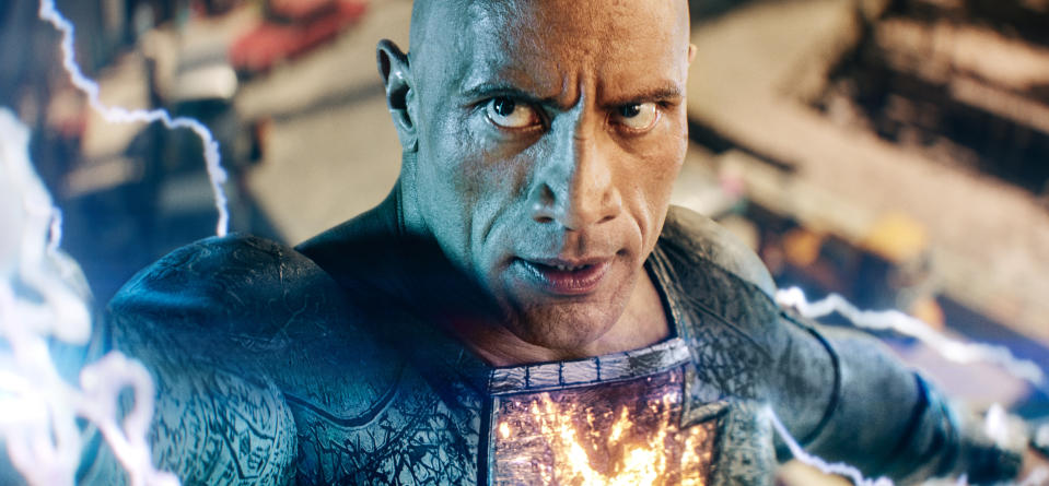 This image released by Warner Bros. Pictures shows Dwayne Johnson in a scene from "Black Adam." (Warner Bros. Pictures via AP)