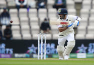 India's captain Virat Kohli bats during the second day of the World Test Championship final cricket match between New Zealand and India, at the Rose Bowl in Southampton, England, Saturday, June 19, 2021. (AP Photo/Ian Walton)