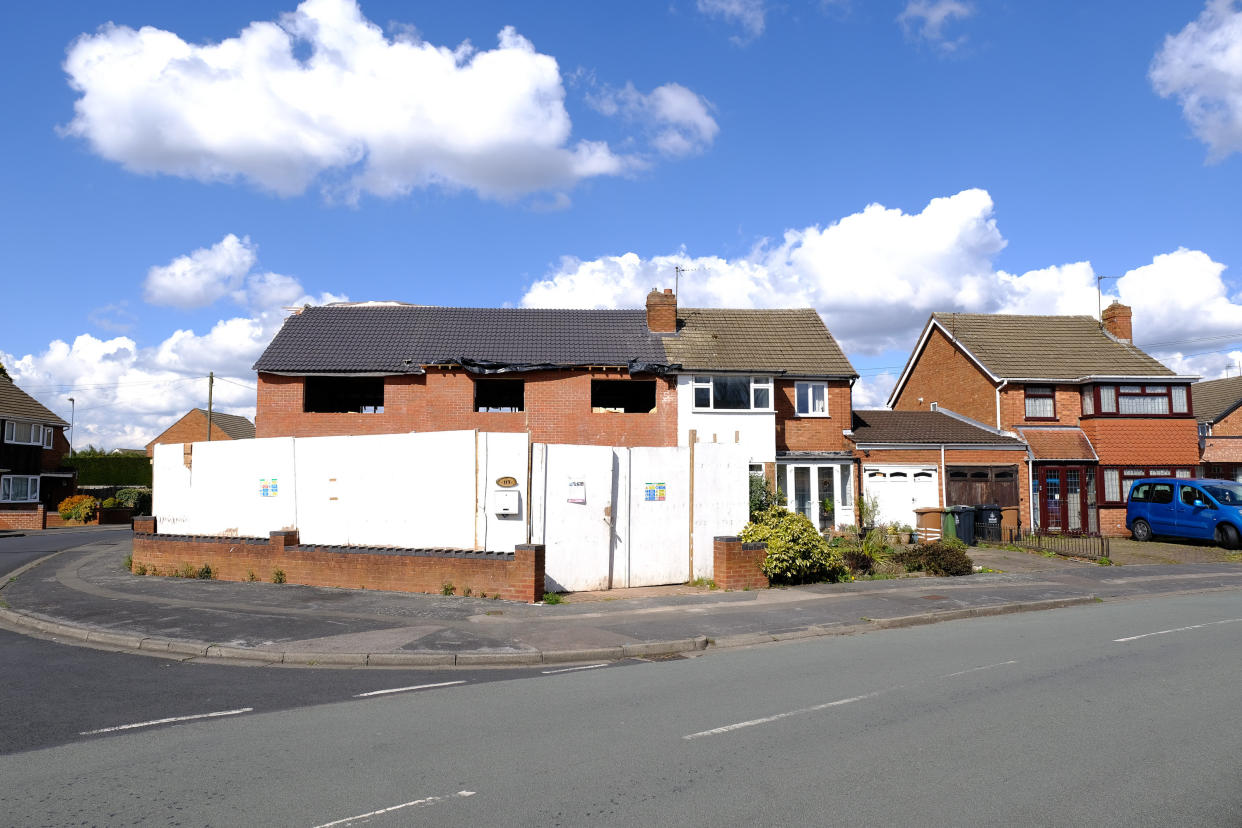 GV of a home on Sandringham Ave in Walsall where a homeowner who started building a large new house without the correct permission to replace his smaller semi-detached property, has been told to demolish it.  April 8, 2022.  A man has been ordered to demolish his â€œmonster mansionâ€ by council chiefs â€“ after he built it WITHOUT planning permission.  See SWNS story SWMDhouse.  Gurwinder Singh bulldozed his modest semi-detached house and replaced it with a four-bedroom property which has made his neighboursâ€™ lives â€œhellâ€.  Walsall Council has slapped Mr Singh with an enforcement notice ordering him to tear the building down following complaints from neighbours in Willenhall, West Mids.  It is thought the brand new house would have cost in the region of Â£200,000 to build â€“ and would have been the biggest property in the area.  Mr Singh had planning permission for a modest extension to the 1960s house but he went one step further and demolished the entire building.  Last week councillors rejected a retrospective planning application for the new building and ordered Mr Singh to tear it down after they received 95 objections from residents. 