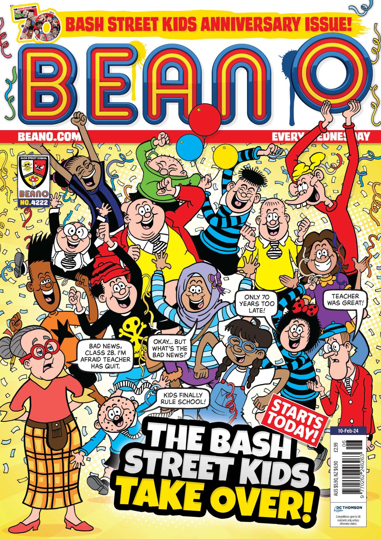 The front cover of The Bash Street Kids’ 70th anniversary cover (Beano/PA)