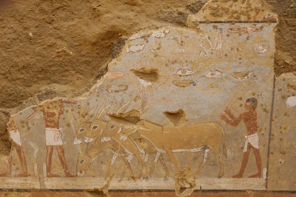 Some of the decorations on the 4,300-year-old tomb found in Dahshūr.