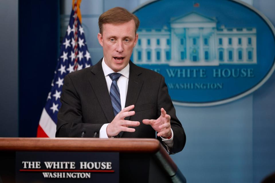 White House National Security Advisor Jake Sullivan talks to reporters during a news conference in the Brady Press Briefing Room (Getty Images)