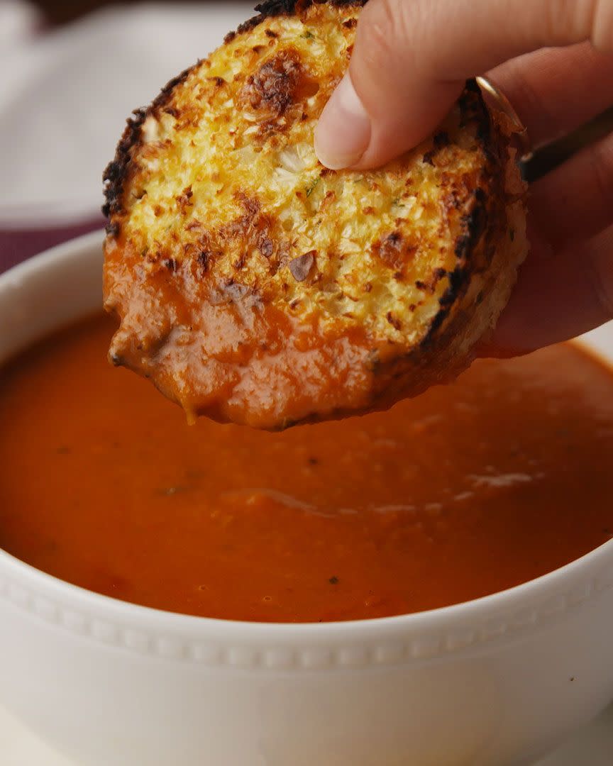 Cauliflower Cheddar Biscuits With Creamy Tomato Basil Soup