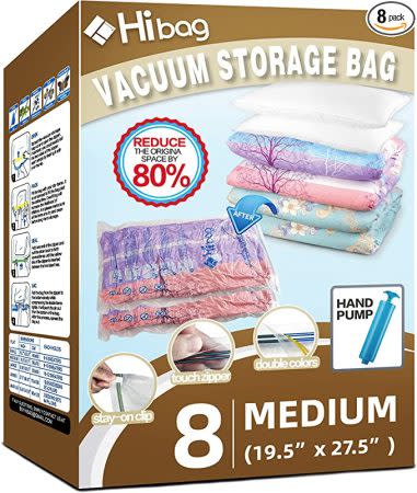 SUOCO Vacuum Storage Bags, (4 Jumbo, 4 Large) Space Saver Bags with Travel  Hand Pump, Compression Airtight Sealer Bags for Clothes, Bedding, Pillows