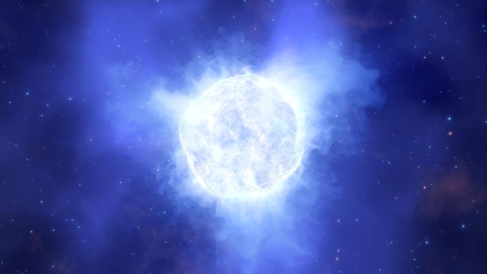 What the luminous blue variable star in the Kinman Dwarf galaxy could have looked like before its mysterious disappearance.