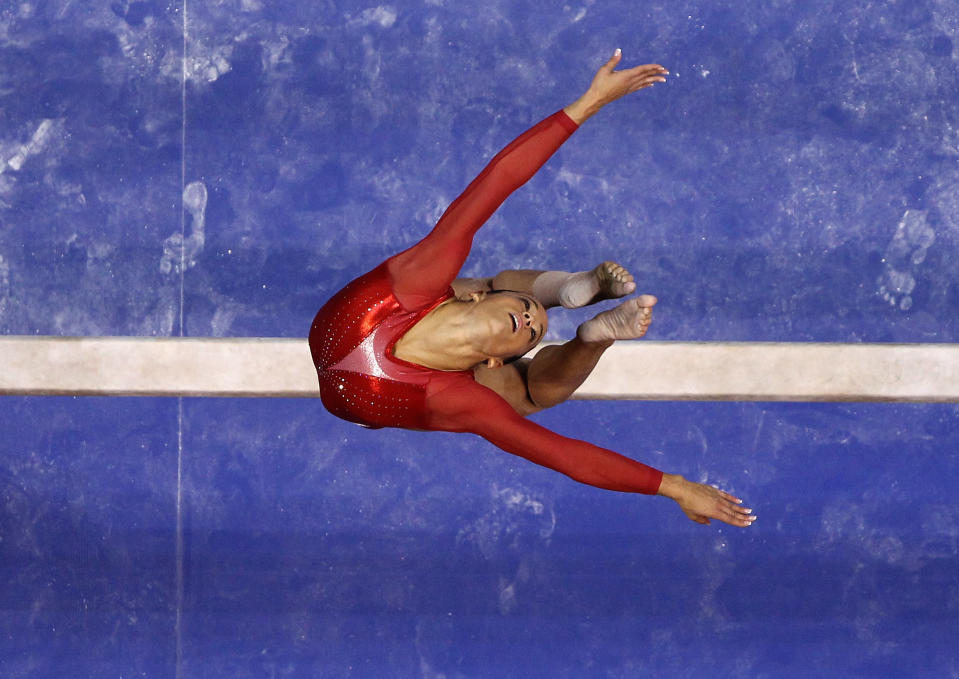 Alicia Sacramone competes on the beam during day 4 of the 2012 U.S. Olympic Gymnastics Team Trials at HP Pavilion on July 1, 2012 in San Jose, California. (Photo by Ezra Shaw/Getty Images)