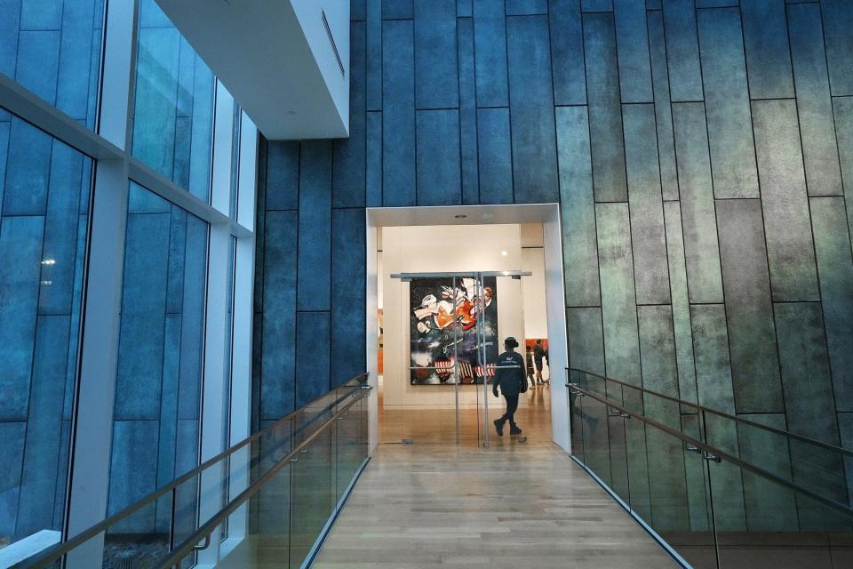 "Floundering Vessel with Blue Whales and Viking Ships" by artist Malcolm Morley greets patrons entering a second-floor gallery at the Columbus Museum of Art.
