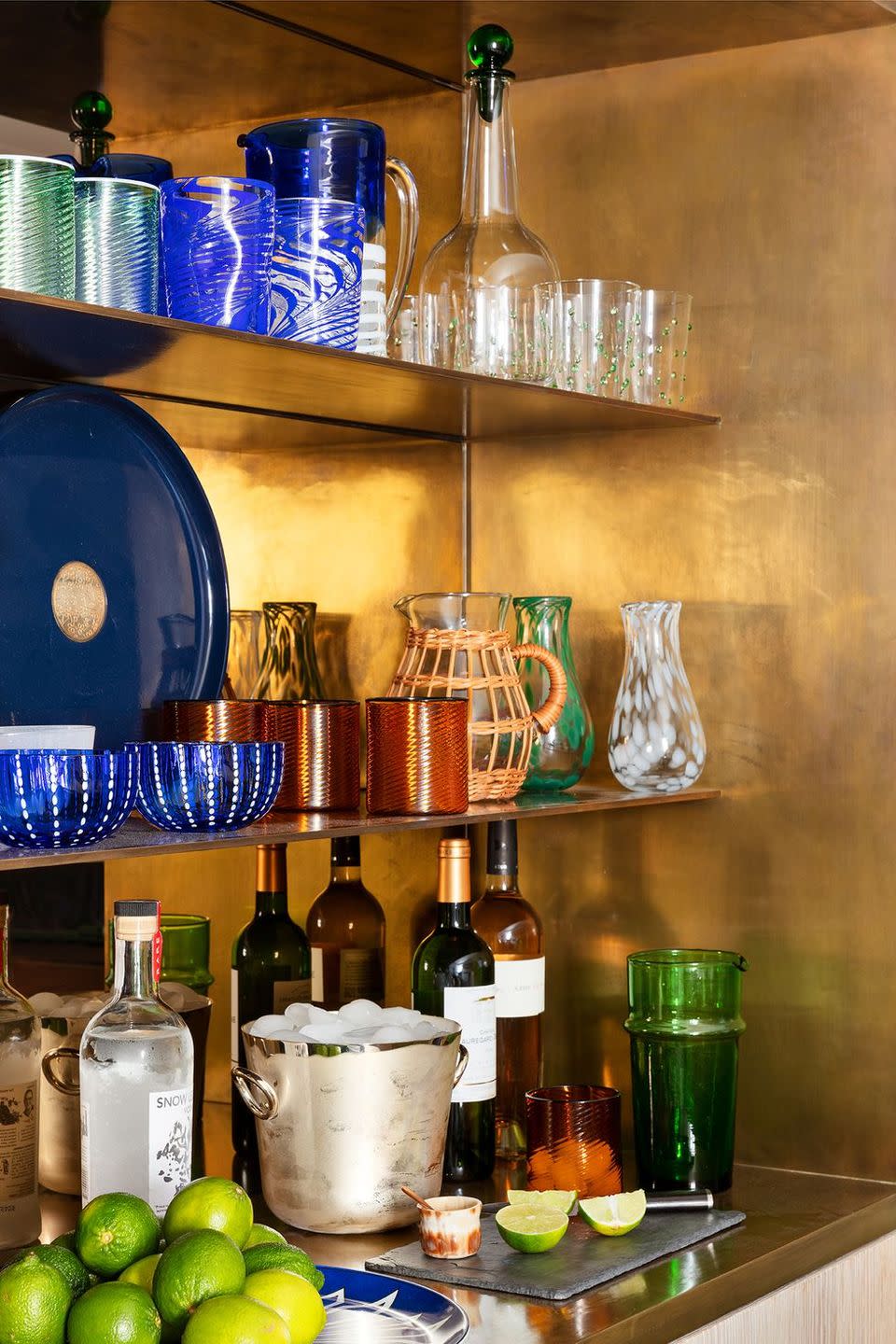 a shelf with various objects on it