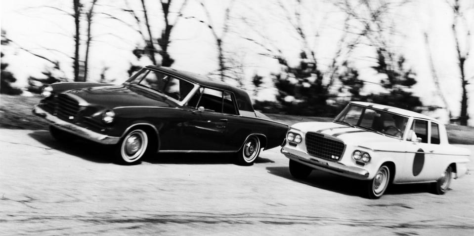 <p>In its final days as an automaker, Studebaker offered a proto-muscle car in the form of <a rel="nofollow noopener" href="https://ateupwithmotor.com/model-histories/studebaker-lark-super-lark/" target="_blank" data-ylk="slk:the Super Lark;elm:context_link;itc:0;sec:content-canvas" class="link ">the Super Lark</a> (pictured right). Equipped with the 289-ci "R2" engine, the Super Lark was good for 0-60 mph in around seven seconds and a top speed of over 130 mph. Studebaker even offered a supercharged Super Lark that made around 335 horsepower, but no one knows how many were actually built. Just <a rel="nofollow noopener" href="https://www.hemmings.com/magazine/mus/2004/08/South-Bend-Stealth---1964-Studebaker-Super-Lark-R3/1280872.html" target="_blank" data-ylk="slk:one example;elm:context_link;itc:0;sec:content-canvas" class="link ">one example</a> is a known quantity.</p>