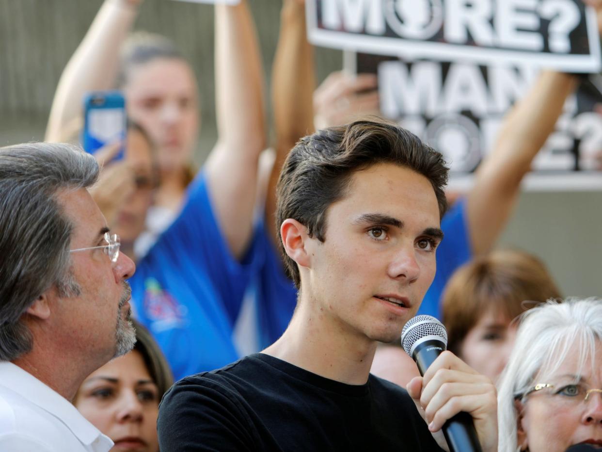 David Hogg speaks at a rally calling for more gun control, in Fort Lauderdale, Florida: REUTERS/Jonathan Drake