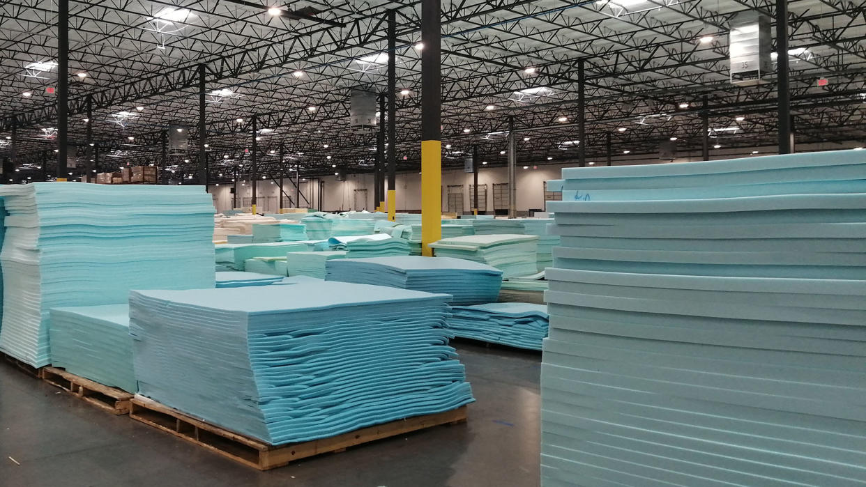  Piles of foams in a mattress factory 