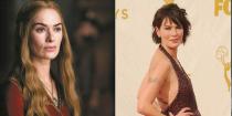 <p>While her on-screen counterpart has the long mane of <em><a href="https://www.goodhousekeeping.com/life/entertainment/g3367/game-of-thrones-cast-in-real-life/" rel="nofollow noopener" target="_blank" data-ylk="slk:Game of Thrones;elm:context_link;itc:0;sec:content-canvas" class="link ">Game of Thrones</a></em> royalty, Lena Headey opts for a shaggy brown bob — not to mention her very un-Cersei tattoos.</p>