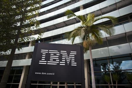 The IBM logo is seen outside the company's offices in Petah Tikva, near Tel Aviv October 24, 2011. REUTERS/Nir Elias/Files