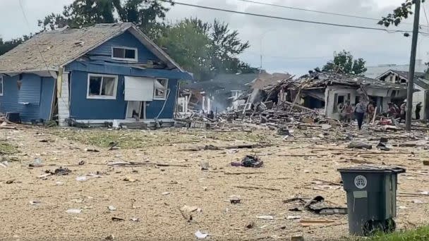 PHOTO: A home was destroyed in an explosion in Evansville, Indiana, on Aug. 10, 2022. (Tanner Edwards)