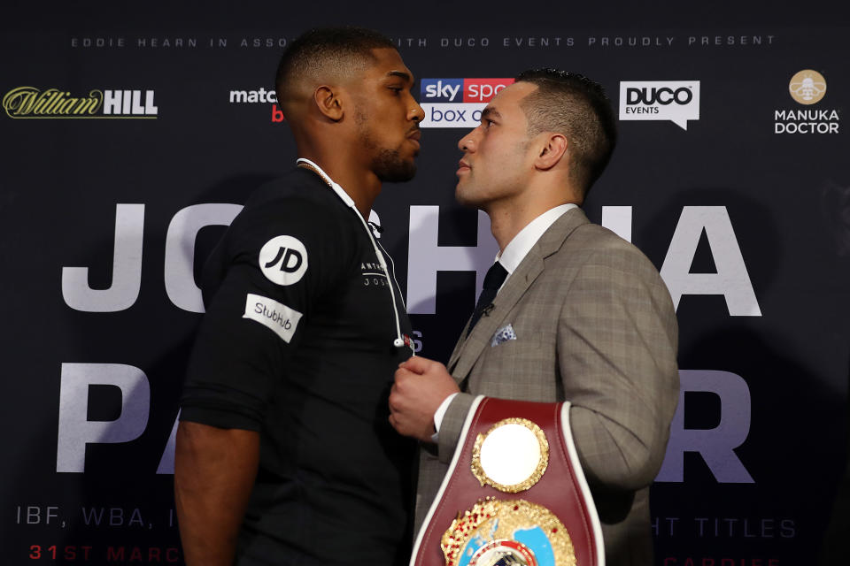 Anthony Joshua and Joseph Parker press conference on March 27, 2018 in London, England (Getty)