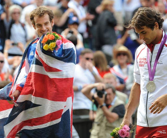 Andy Murray (left) beat Roger Federer to win Olympic gold in London