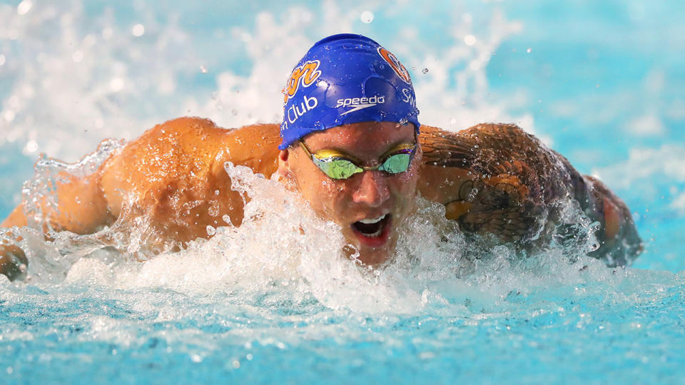 Caeleb Dressel, pictured here in action at the TYR Pro Swim Series in March.