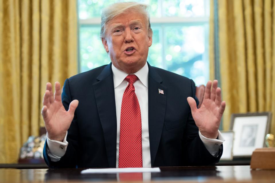 President Donald Trump speaks during a meeting about cutting business regulations in the Oval Office in Washington, D.C., on Oct. 17, 2018. (Photo: Saul Loeb/AFP/Getty Images)