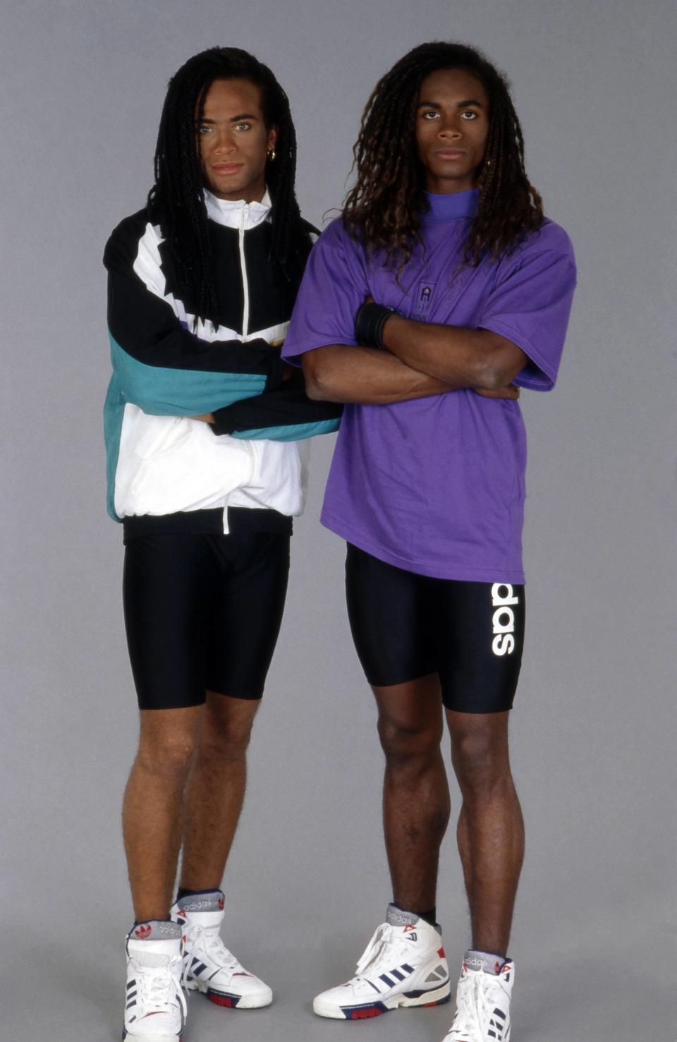 Milli Vanilli in 1990. (Fryderyk Gabowicz via Getty Images)