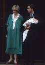 Soon after the birth of the Royal Prince or Princess, Catherine, the Duchess of Cambridge, and Prince William will make an appearance to the media, as Charles and Diana made their first appearance as parents way back in 1982.<br><br>LONDON, UNITED KINGDOM - JULY 22: Prince Charles, Prince of Wales and Diana, Princess of Wales leave the Lindo Wing St Mary's Hospital with baby Prince William on July 22, 1982 in London, England. (Photo by Anwar Hussein/Getty Images)