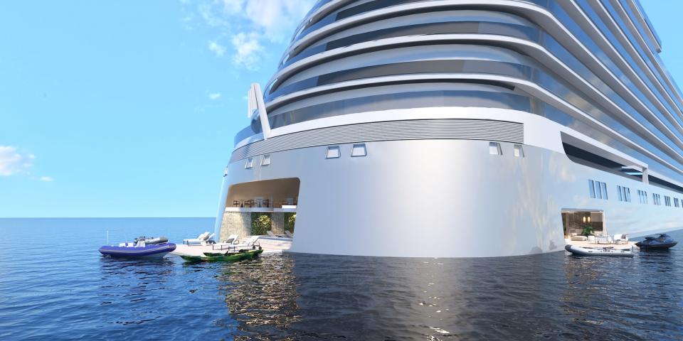 A rendering of the marina on Storylines' MV Narrative cruise ship.