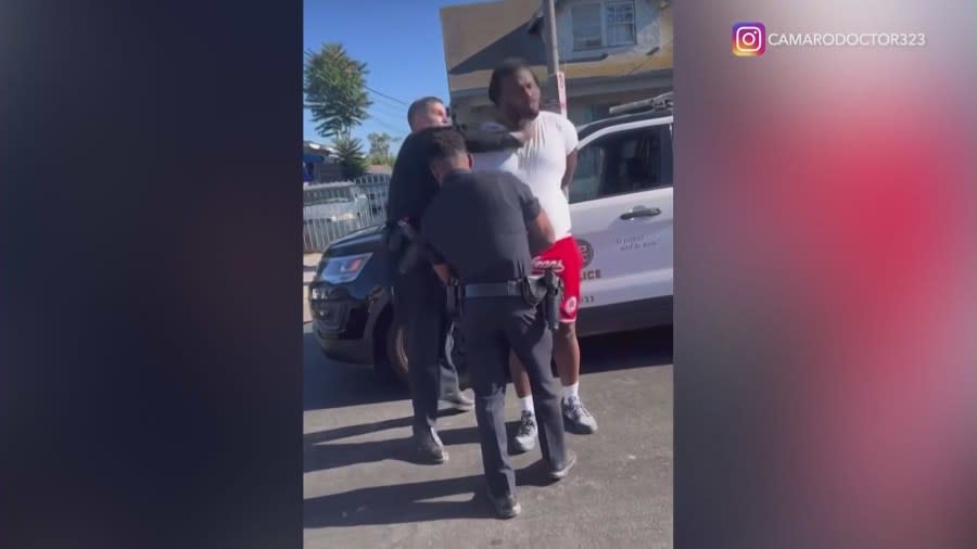 Los Angeles police officer punches man in the face