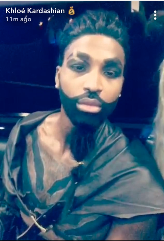 Tristan Thompson rocked a Khal Drogo costume for Halloween. Photo: Snapchat