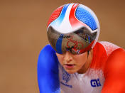 <p>Mathilde Gros of Team France prepares for the race prior to the Women's Keirin quarterfinals - heat 2 of the track cycling on day thirteen of the Tokyo 2020 Olympic Games at Izu Velodrome on August 05, 2021 in Izu, Japan. (Photo by Tim de Waele/Getty Images)</p> 
