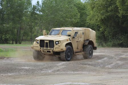 Oshkosh JLTV military vehicle is shown in Oshkosh, Wisconsin in this picture taken on August 19, 2015 and released to Reuters on August 23, 2015. REUTERS/Oshkosh Corporation/Handout via Reuters