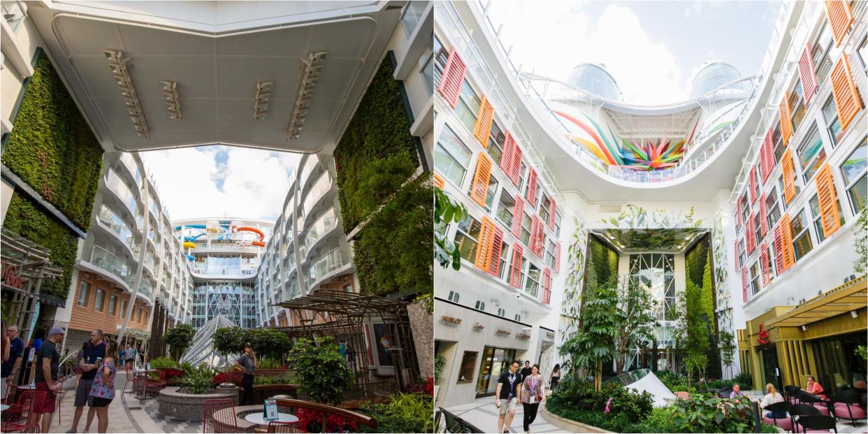 Wonder of the Seas (left) and Icon of the Seas (right), both of Central Park neighborhood