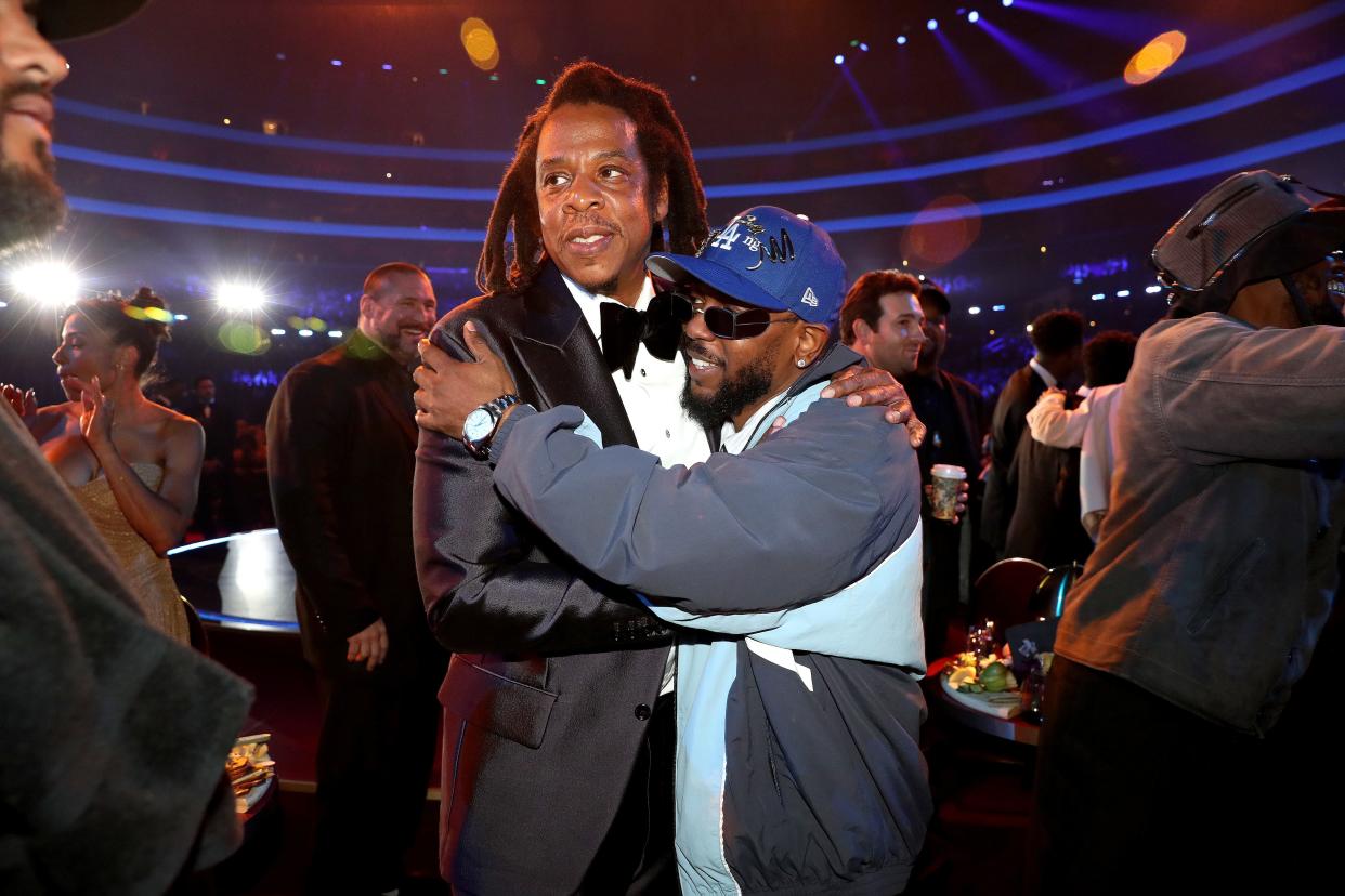 Jay-Z and Kendrick Lamar at the 2023 Grammys.