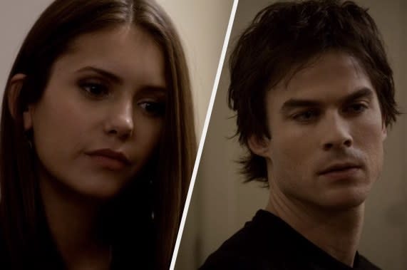 Elena and Damon from The Vampire Diaries