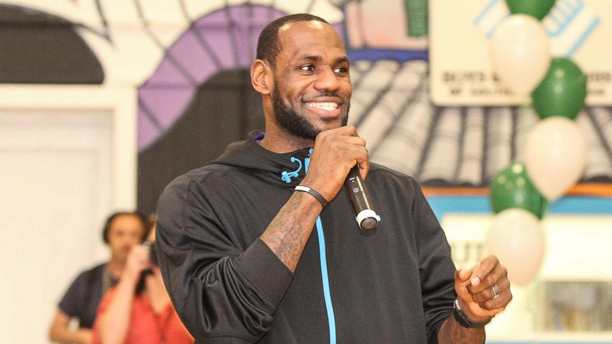 GRETNA, LA - FEBRUARY 15: LeBron James, Sprite and the LeBron James Family Foundation unveiled a legacy project, including a refurbished gymnasium, at the Boys and Girls Club of Southeast Louisiana-Westbank Unit on Saturday, February 15, 2014 in Gretna, Louisiana.