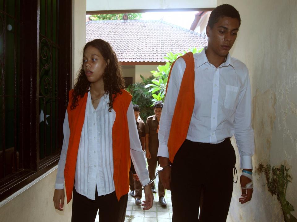 Heather Mack and boyfriend Tommy Schaefer during their trial (AP)