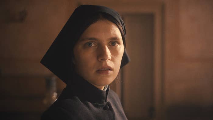 Nell Tiger Free as Margaret wearing a nun's habit