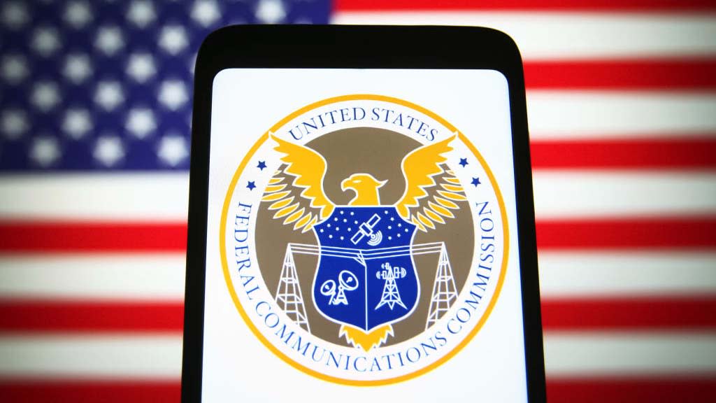  FCC seal on smartphone. 