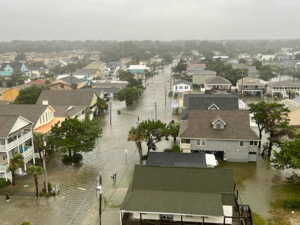 North Myrtle Beach streets were flooded after Hurricane Ian brought several feet of storm surge to the low-lying city.