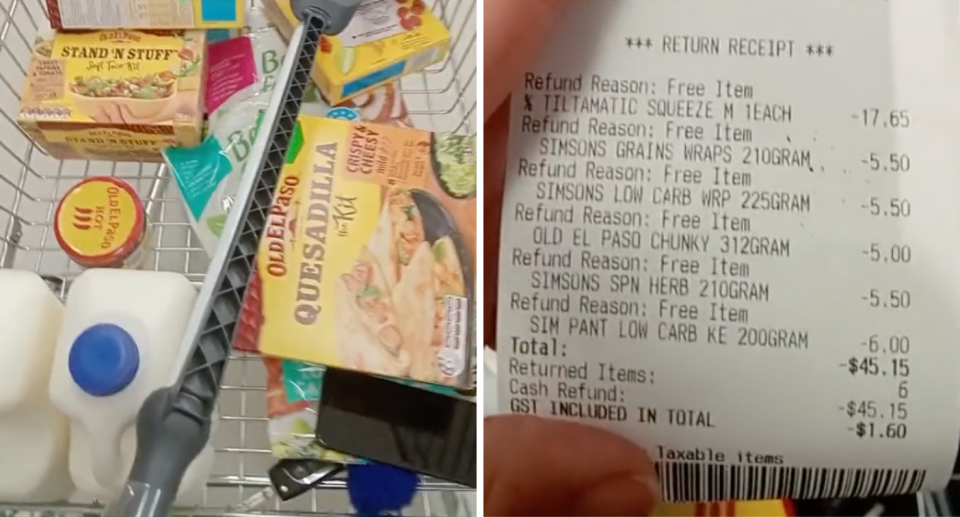 Coles shopper groceries and free items on receipt