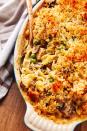 <p>After Thanksgiving is all said and done, we usually end up with more <a href="https://www.delish.com/holiday-recipes/thanksgiving/g2488/leftover-turkey-recipes/" rel="nofollow noopener" target="_blank" data-ylk="slk:leftover turkey" class="link ">leftover turkey</a> than any one <a href="https://www.delish.com/cooking/recipe-ideas/a25103566/thanksgiving-sandwich-recipe/" rel="nofollow noopener" target="_blank" data-ylk="slk:Thanksgiving sandwich" class="link ">Thanksgiving sandwich</a> can handle. This casserole is a great way to use it up (as well as any lingering veggies.) The buttery crumb topping is <em>everything.</em></p><p>Get the <a href="https://www.delish.com/cooking/recipe-ideas/a29104847/turkey-casserole-recipe/" rel="nofollow noopener" target="_blank" data-ylk="slk:Turkey Casserole recipe" class="link "><strong>Turkey Casserole recipe</strong></a>.</p>