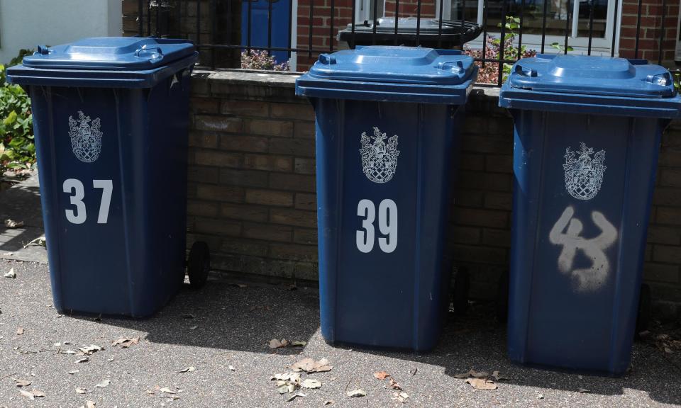 <span>Council rubbish bins in Cambourne, Cambridge.</span><span>Photograph: Martin Godwin/The Guardian</span>