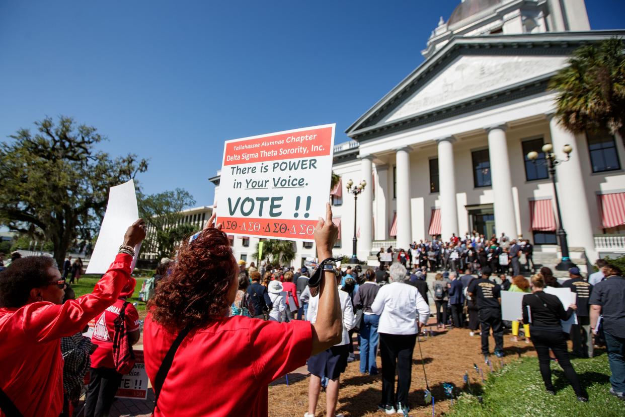 During the 2022 legislative session, the congressional map pushed by Gov. Ron DeSantis drew protestors to Tallahassee.