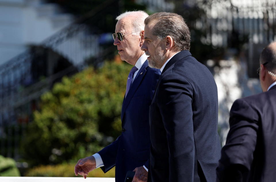 President Biden and his son Hunter at the White House Easter Egg Roll in April.